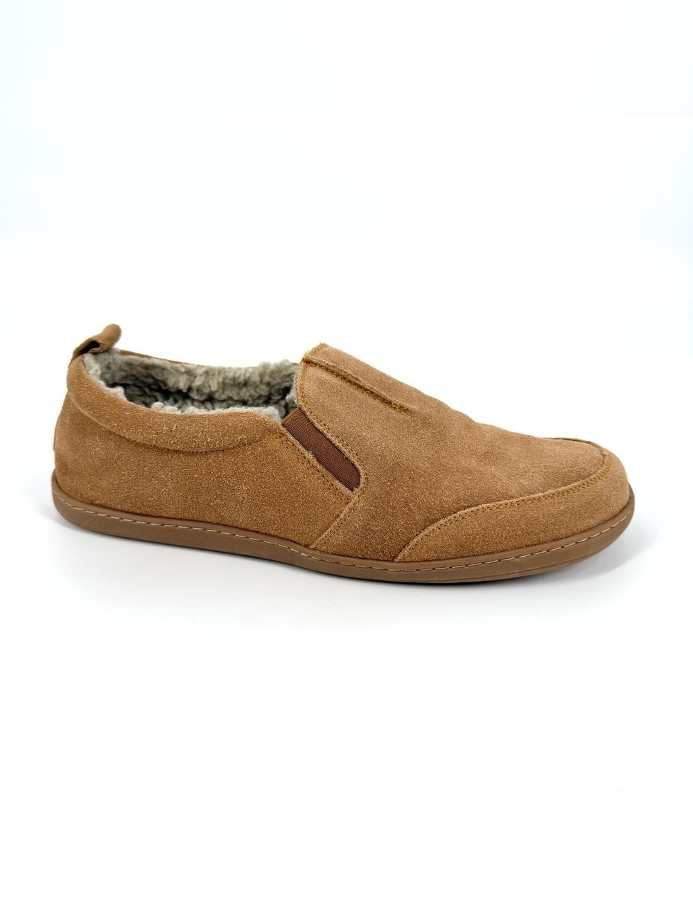 Minnetonka Slipper Mocs Mens Size 11 Brown Suede Leather Fleece Lined Shoes